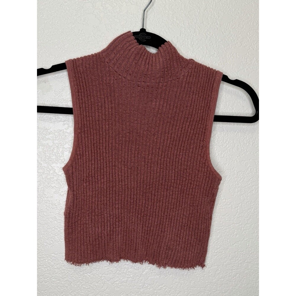 MOTH anthropology Mauve Knit Sleeveless Sz XSP Mock Neck Crop Tank Top Boho